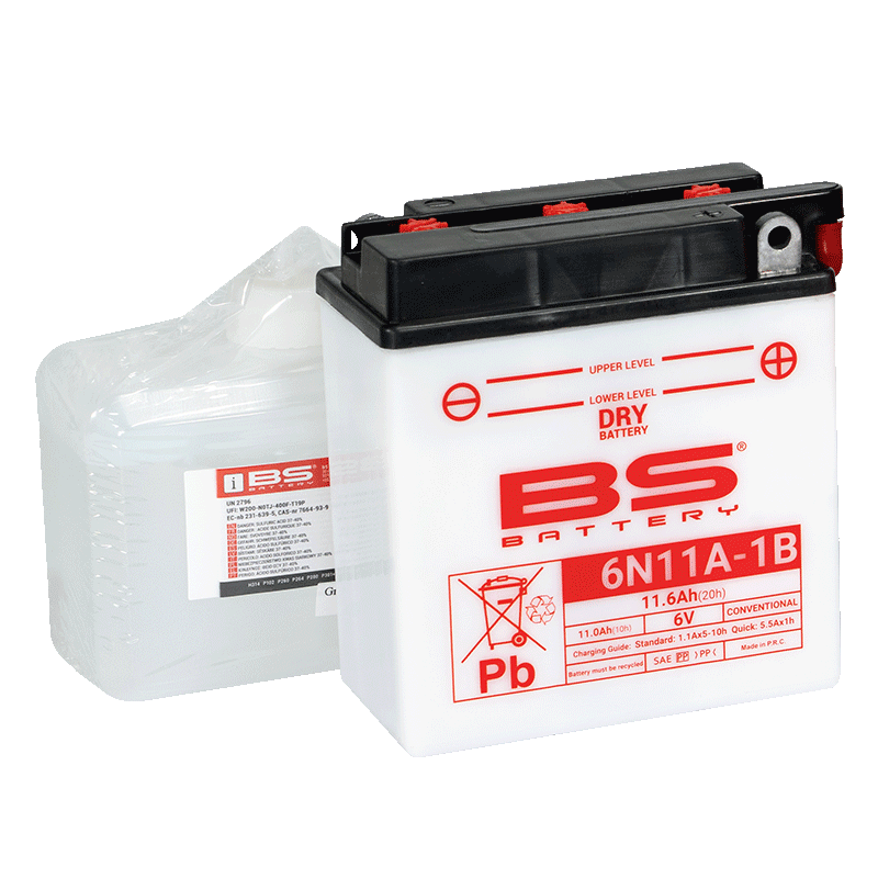 BATTERY 6N11A-1B 6V 11AH, BS WITH ACID PACK, 310501, BS-6N11A-1B