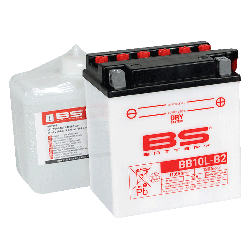 BATTERY YB10L-B2 12v 11Hh, BS WITH ACID PACK BB10L-B2, 310557,	BS-BB10L-B2