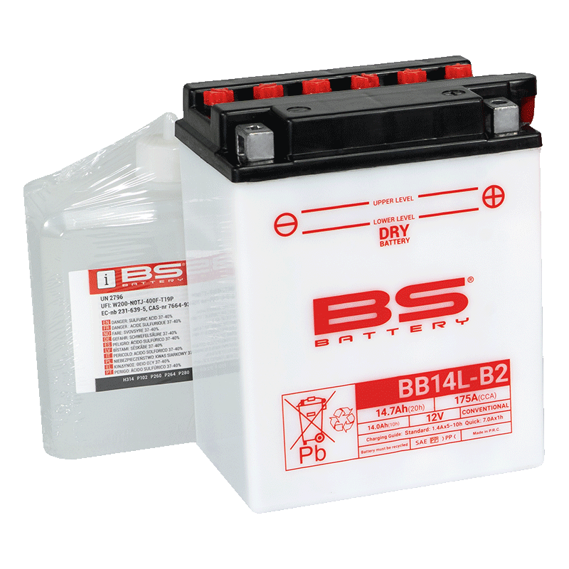 BATTERY YB14L-B2 12V 14Ah. BS, BS WITH ACID PACK BB14L-B2, 310570,	BS-BB14L-B2 image 1