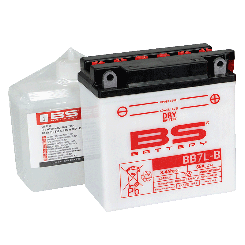 BATTERY YB7L-B 12V 8Ah BS, BS WITH ACID PACK BB7L-B, 310594,	BS-BB7L-B image 1