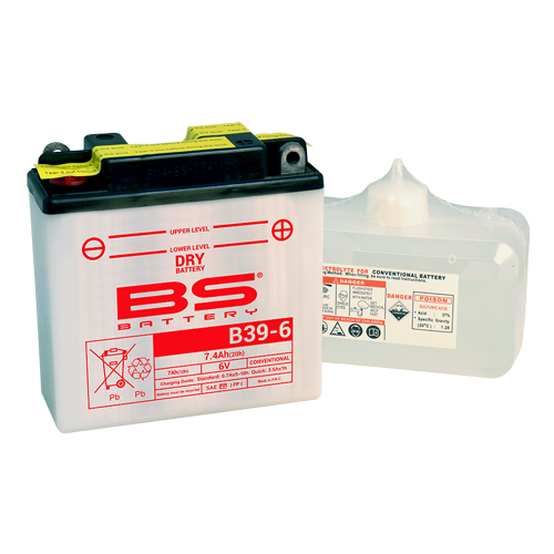 BATTERY B39-6A 6V 7Ah BS, BS WITH ACID PACK, 310521, BS-B39-6A