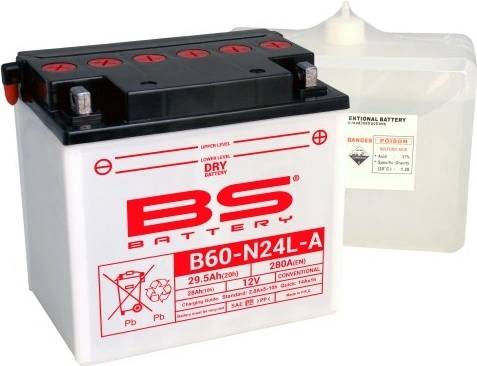 BATTERY Y60N24L-A 12V 28Ah BS, BS WITH ACID PACK B60N24L-A, 310658, BS-B60N24L-A image 1