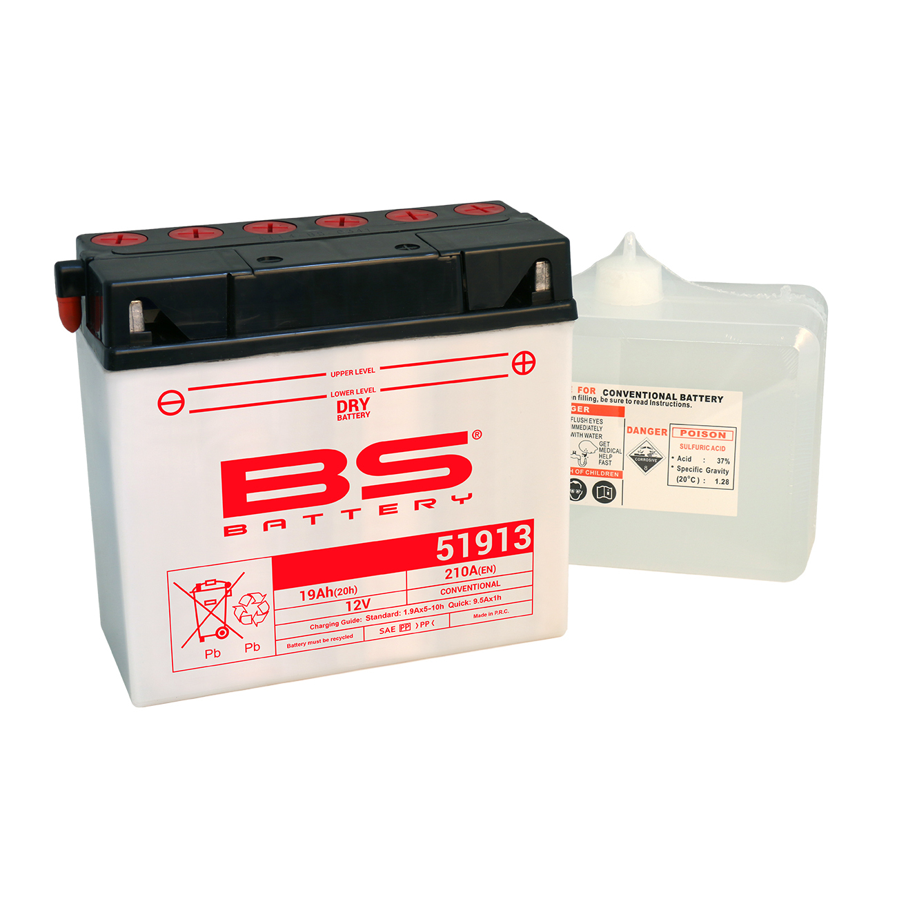 BATTERY 51913 12V 19Ah BS, BS WITH ACID PACK BS-51913, 310542,	BS-51913 image 1