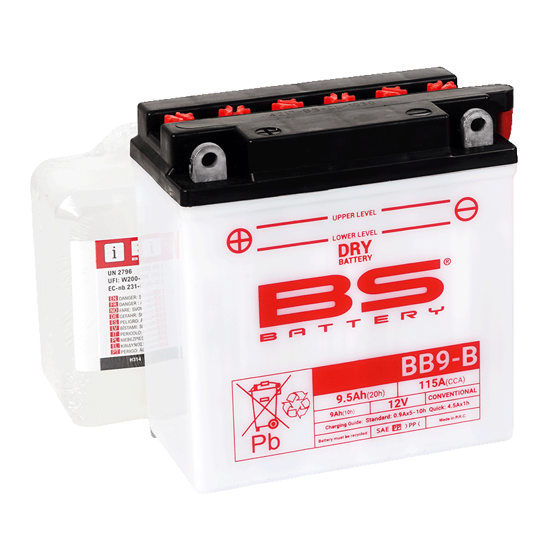 BATTERY BB9-B 12V 9Ah BS, BS WITH ACID PACK YB9-B, 310596, BS-BB9-B