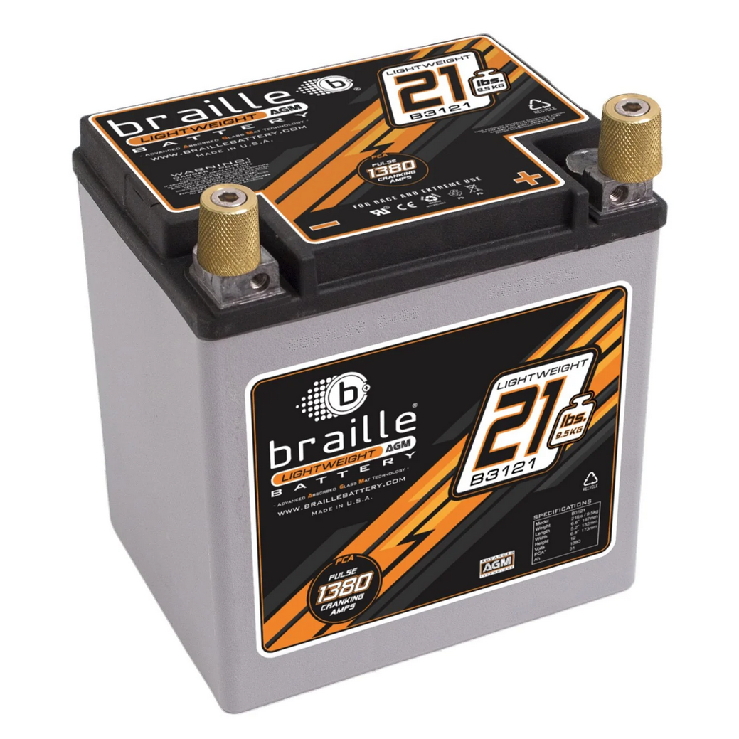 BATTERY BRAILLE AGM STARTER BATTERY 12V 31AH LIGHT WEIGHT MOTORSPORT 1380PCA 550AMP image 1
