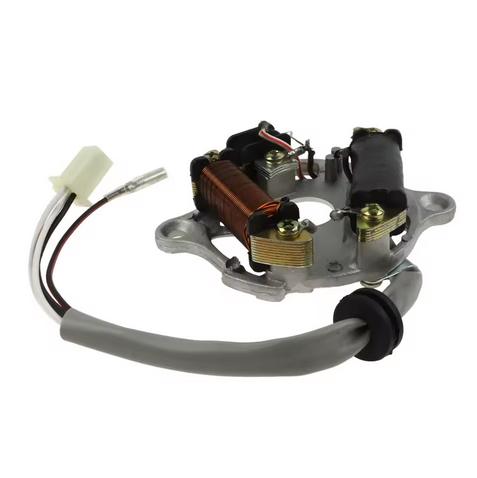 STATOR COIL YAMAHA PW50 4 WIRE [SQUARE BLOCK CONNECTOR 3 PINS USED + SINGLE WIRE FEMAL BULLET] thumbnail 2