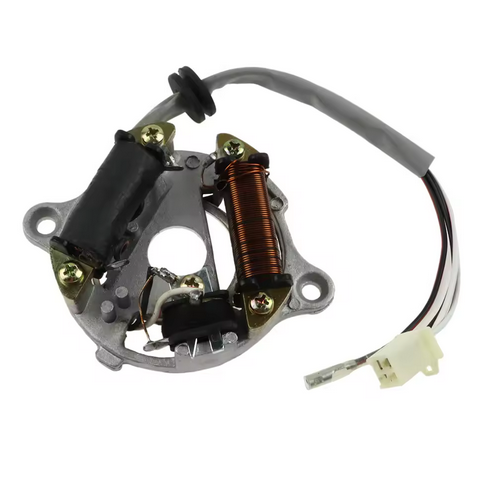 STATOR COIL YAMAHA PW50 4 WIRE [SQUARE BLOCK CONNECTOR 3 PINS USED + SINGLE WIRE FEMAL BULLET] image 1