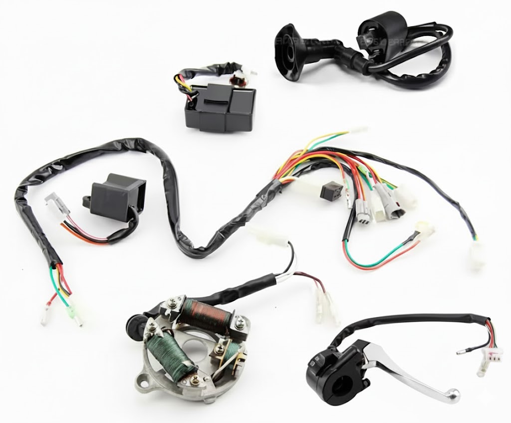 6Pcs FULL WIRING LOOM HARNESS KIT 1981-2016 YAMAHA PW50 CDI STATOR IGNITION COIL KILL SWITCH image 1