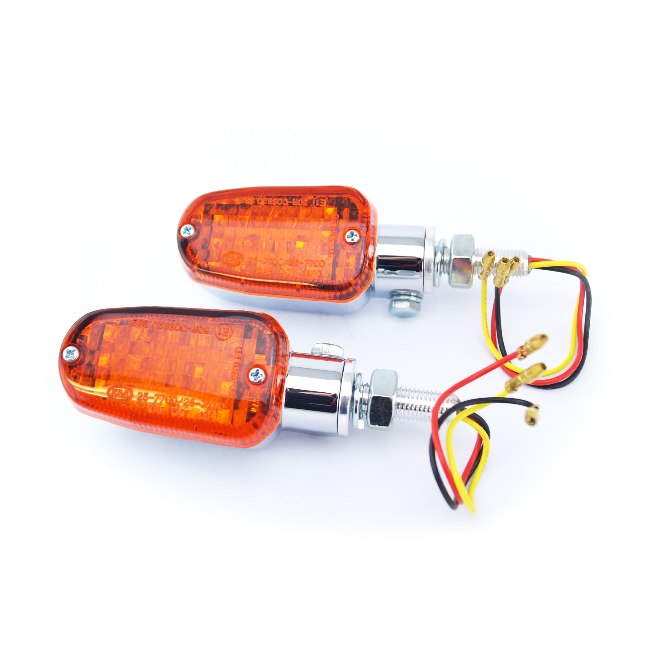 INDICATORS ALUMINUM CHROME SET/2, AMBER LENS, LED UNIVERSAL E MARKED, 3 WIRE, 26-7701CM