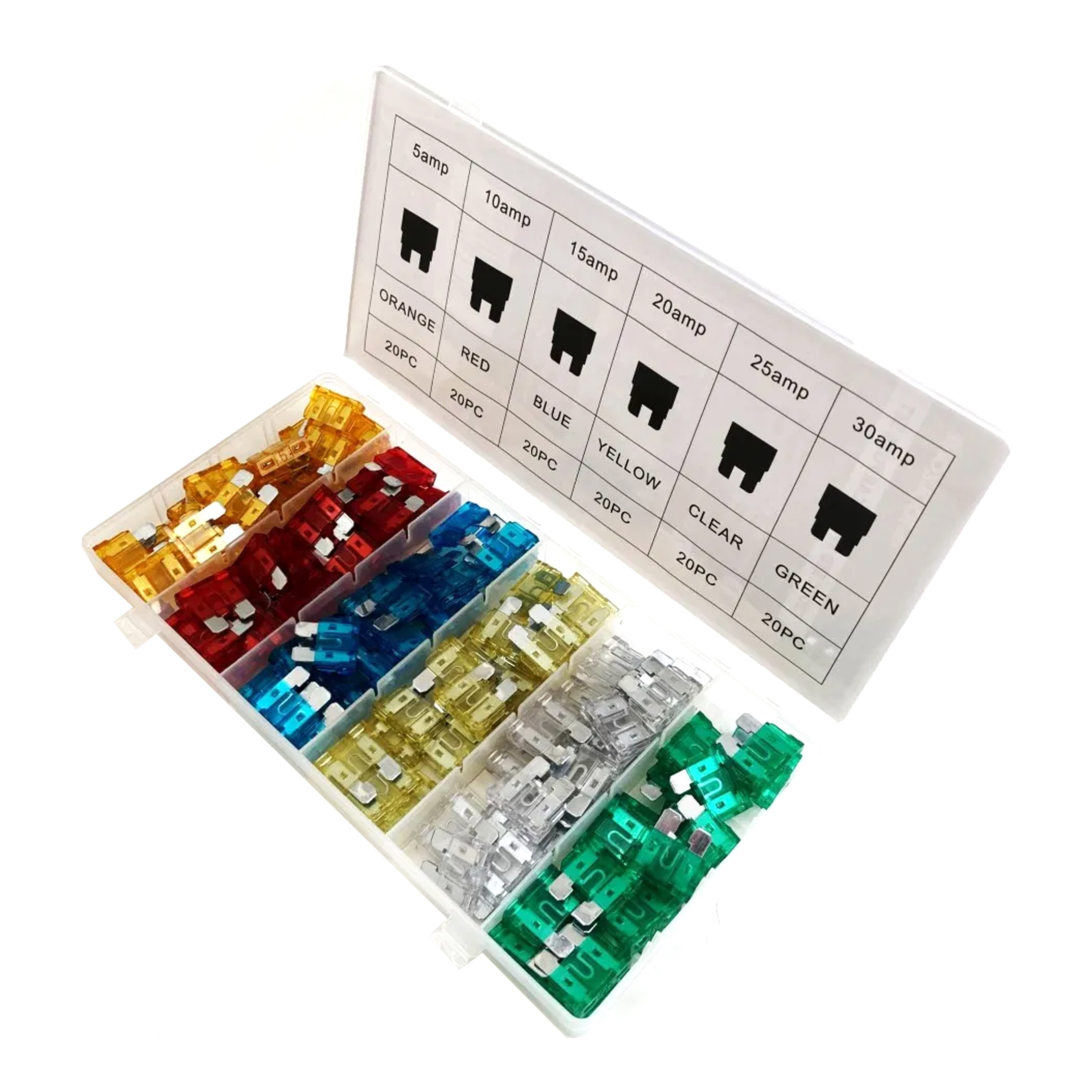 CAR FUSES STANDARD BLADE 120pc ASSORTED 5a-30a - TOOLZONE KDPAU296 thumbnail 3