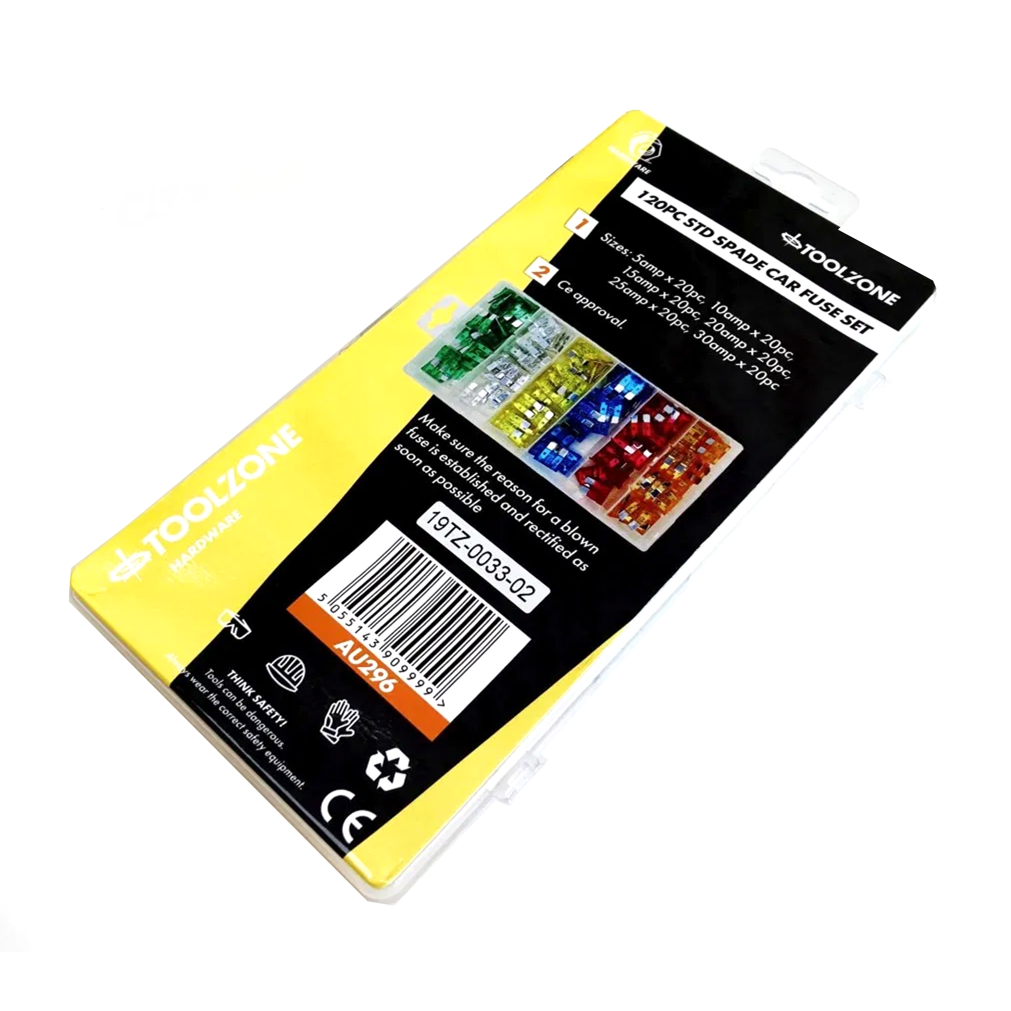 CAR FUSES STANDARD BLADE 120pc ASSORTED 5a-30a - TOOLZONE KDPAU296 thumbnail 4