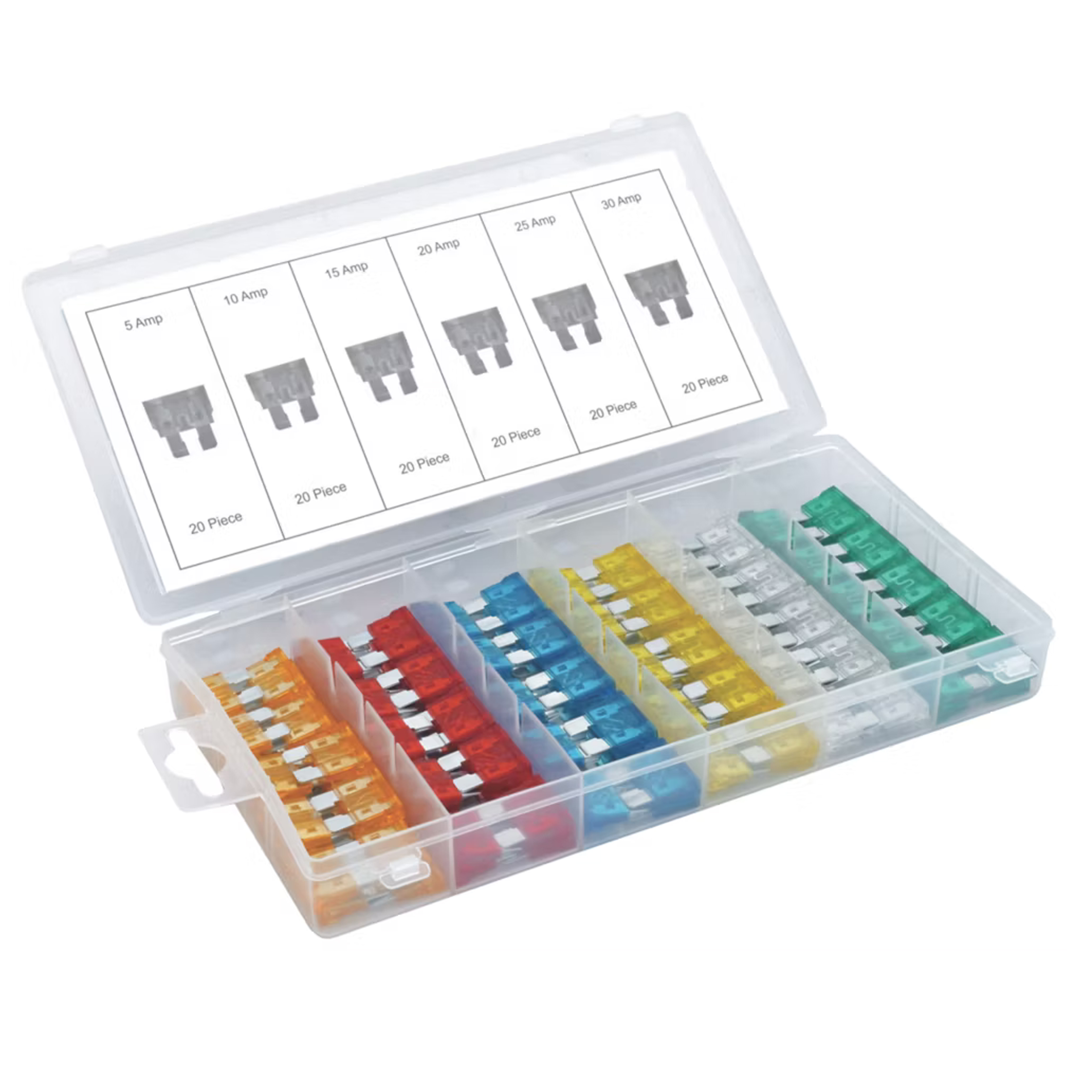 CAR FUSES STANDARD BLADE 120pc ASSORTED 5a-30a - TOOLZONE KDPAU296 thumbnail 2