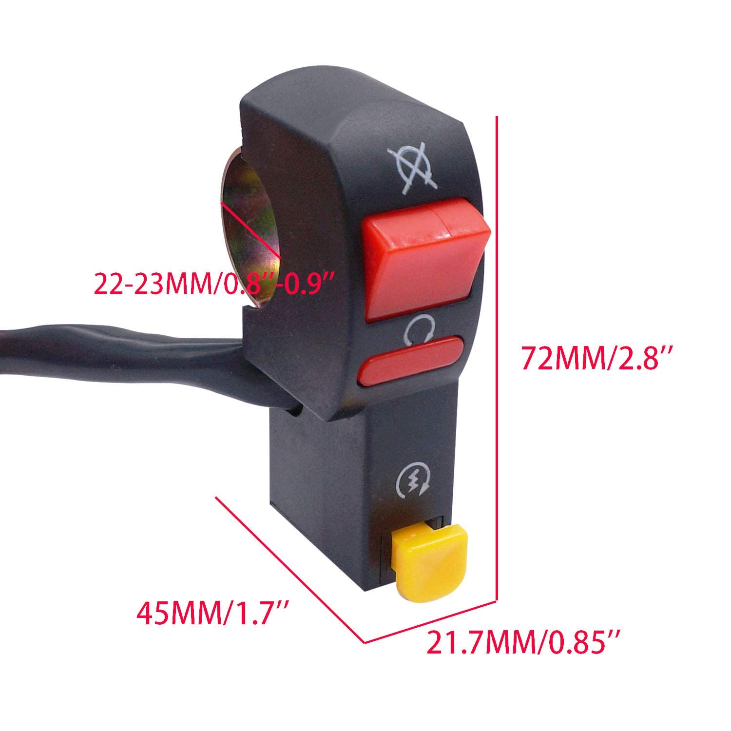 SWITCH 22mm 7/8 HANDLEBAR START STOP KILL PUSH BUTTON UNIVERSAL FITMENT thumbnail 3