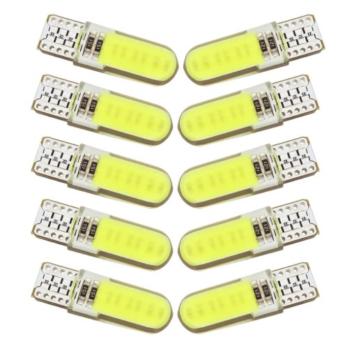 BULB 12V LED CAPLESS PACK 10 SILICONE GEL COB CAR LIGHT T10 W5W 5730 WEDGE image 1