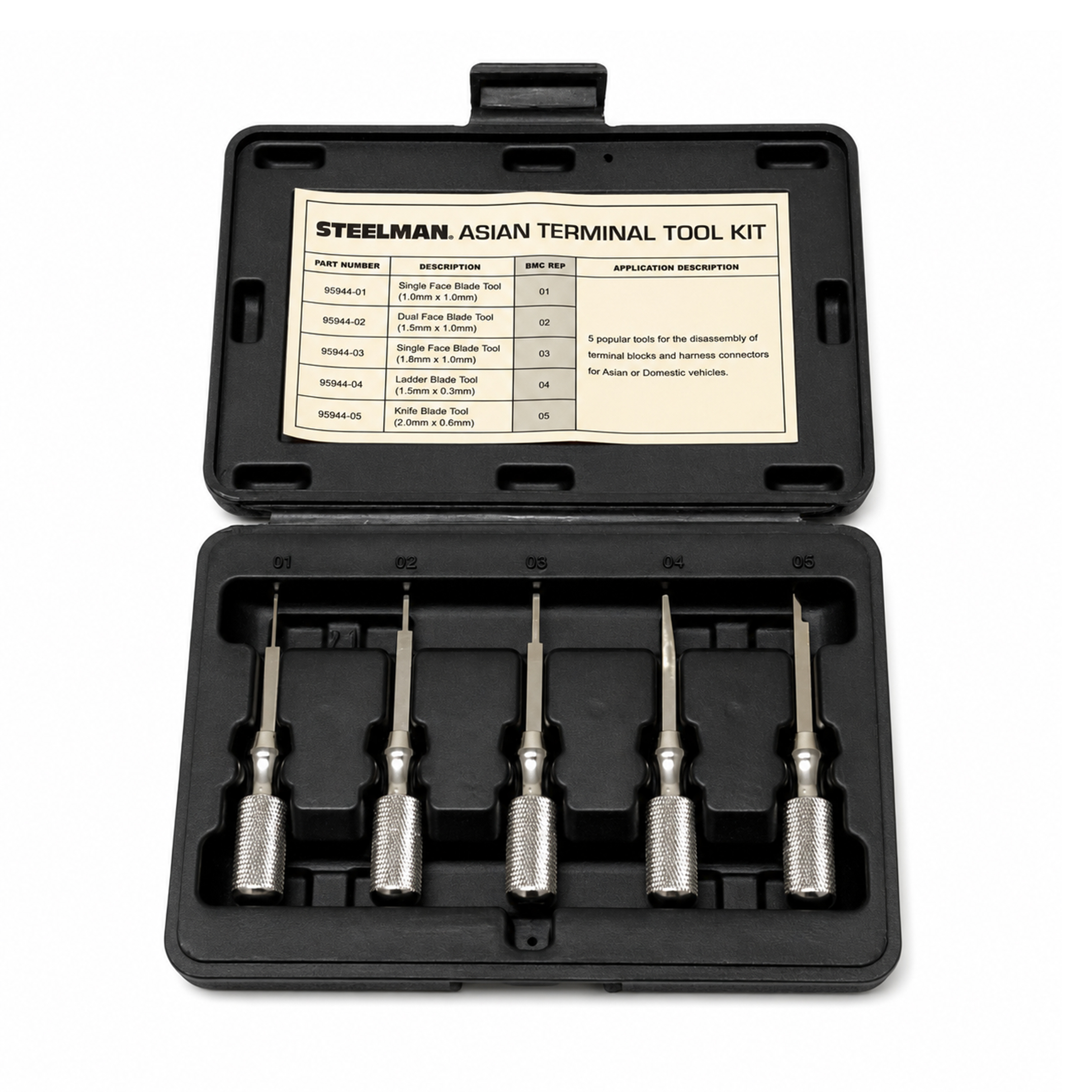 CONNECTOR PIN TOOLS SET/5, K&L 35-9555 ASIAN TERMINAL KIT, KL35-9555