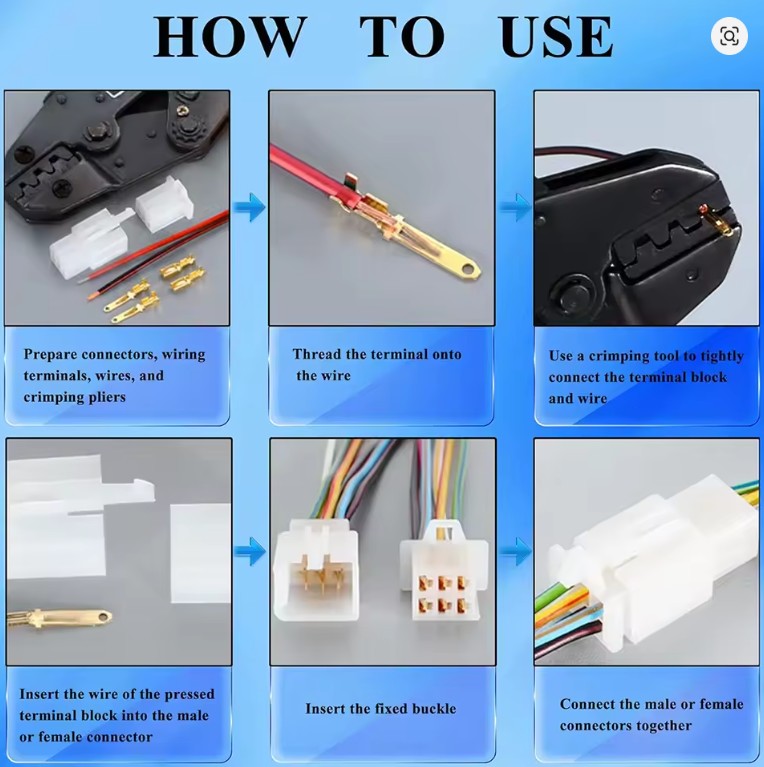 ELECTRICAL CONNECTOR BLOCK KIT + TOOL 380pcs. 2.8mm 2 3 4 6 Pin Blocks thumbnail 4