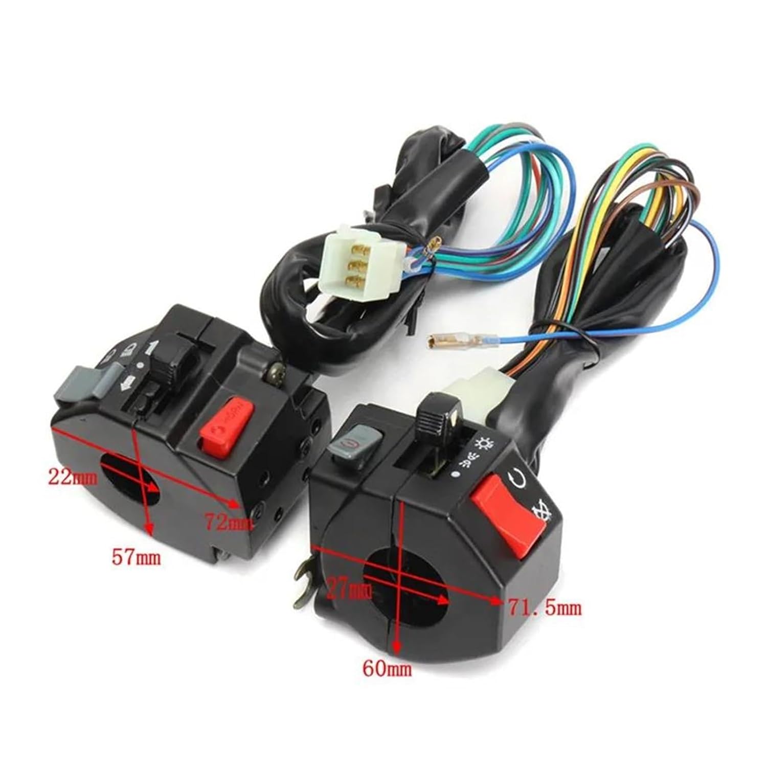 SWITCH SET RH & LH CONTROLS 22mm 7/8 UNIVERSAL FITMENT thumbnail 2