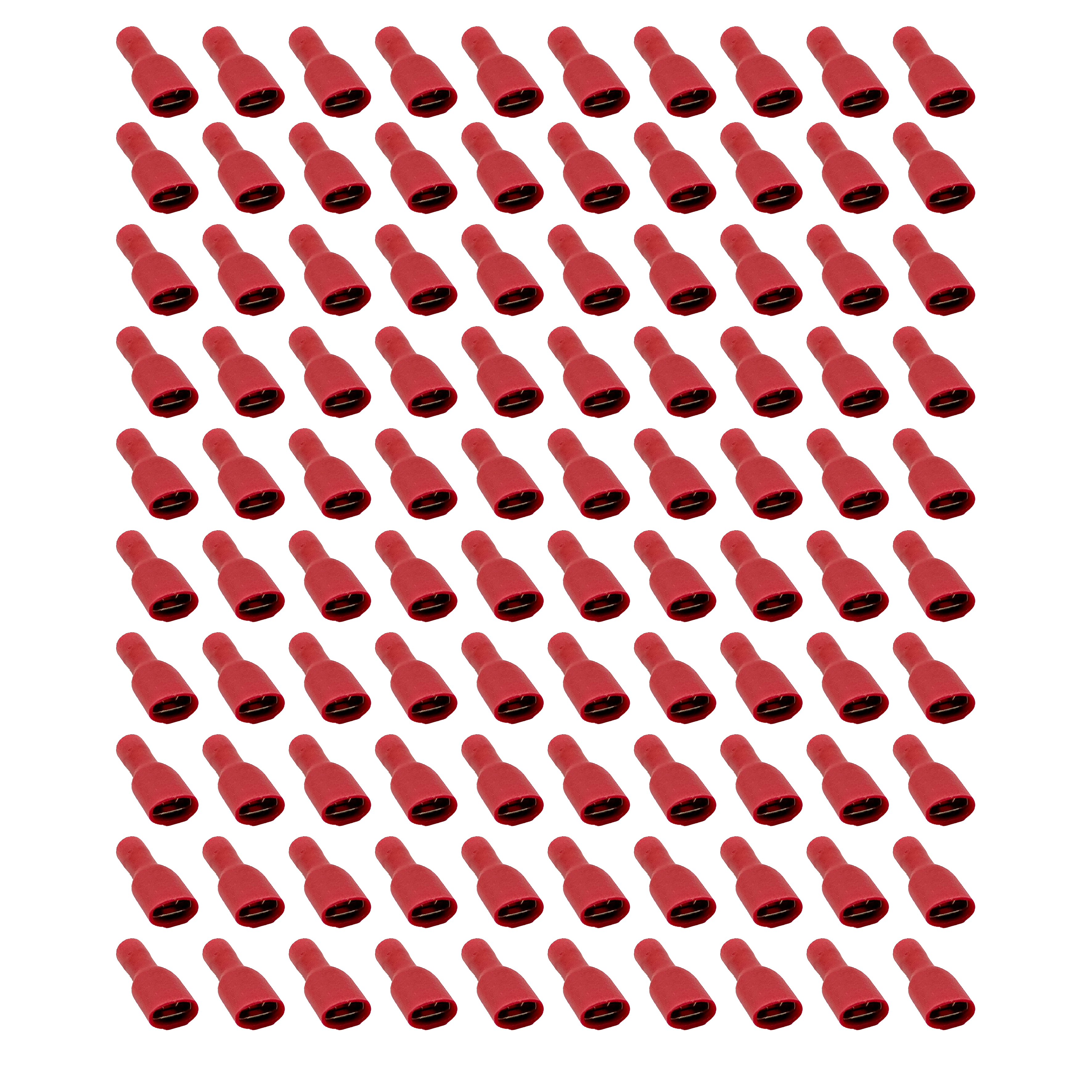 TERMINAL RED SPADE FEMALE P100, PACK OF 100 / T6.3mm, WT10 /