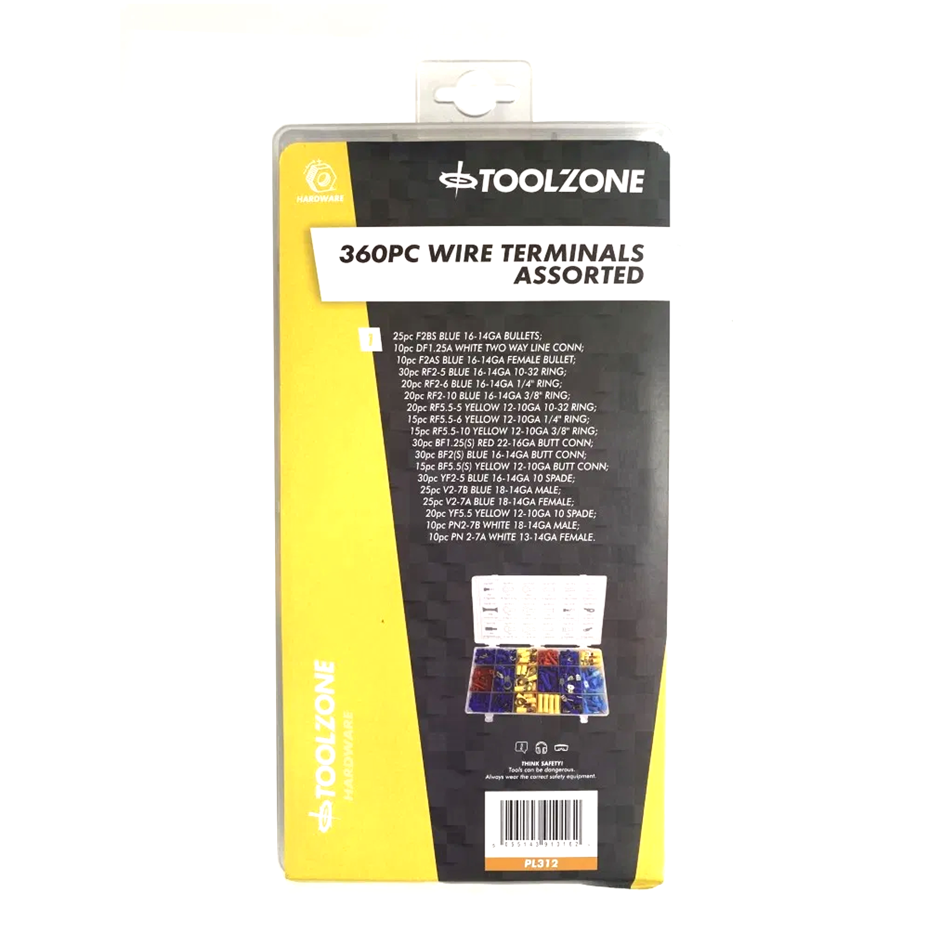 WIRE TERMINALS ASSORTMENT BOX 360PC BRASS 12-10ga 16-14ga 22-16ga - TOOLZONE KDPPL312 thumbnail 3