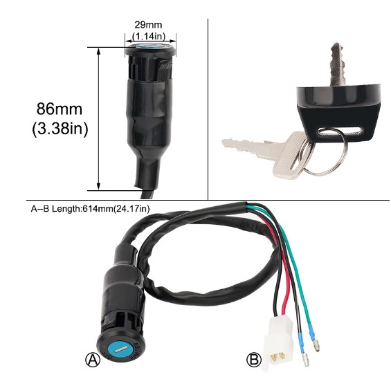 IGNITION KEY SWITCH 85-87 HONDA BIG RED ATC250 35010-HA0-680 thumbnail 2