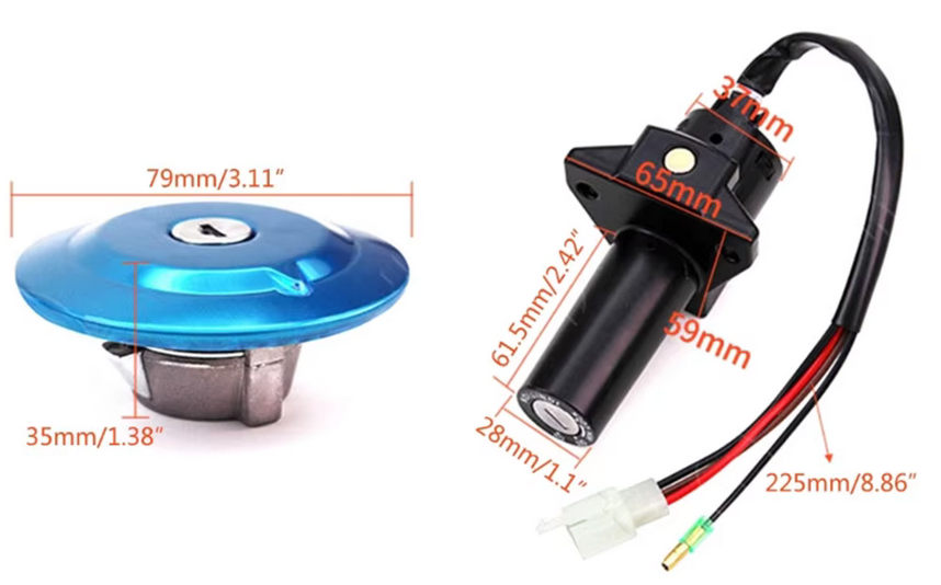 IGNITION SWITCH LOCK & TANK CAP FOR YAMAHA YBR125 CARB MODELS 3D9-Y8250-27 thumbnail 2