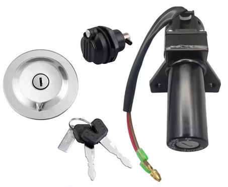 IGNITION SWITCH LOCK & TANK CAP YAMAHA YBR125 EURO 111 ROUND CAP 2 WIRE image 1