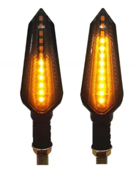 2Pcs TURN SIGNALS INDICATOR  FLOWING 12 LED LIGHT AMBER BLINKER 12V M10 APPROVED E-MARK E24 image 1