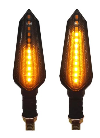 2Pcs TURN SIGNALS FLOWING 12 LED LIGHT INDICATOR AMBER BLINKER 12V M10 APPROVED E-MARK E24 image 1