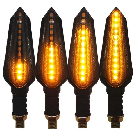 2Pcs TURN SIGNALS FLOWING 12 LED LIGHT INDICATOR AMBER BLINKER 12V M10 APPROVED E-MARK E24 thumbnail 2