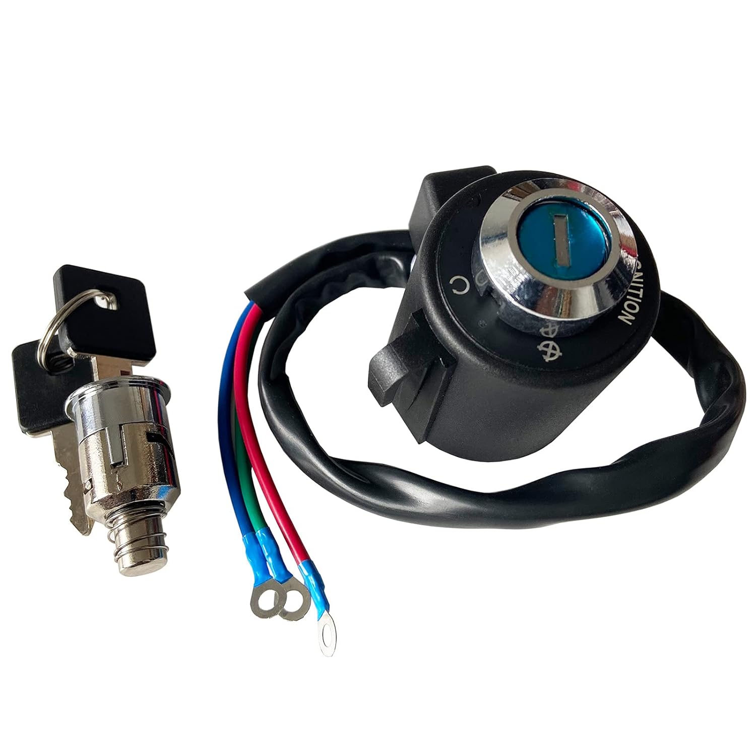 3 WIRE IGNITION SWITCH LOCK SET WITH 2 KEYS 1995-2003 HARLEY DAVIDSON SPORTSTER XL 883 1200 X48 72V thumbnail 2