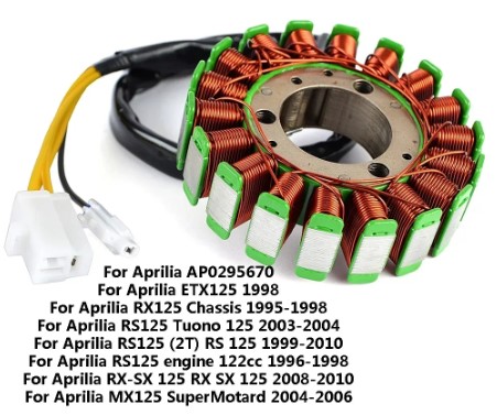 STATOR COIL APRILIA RX125 RS125 MX125 ETX125 AP0295670 image 1
