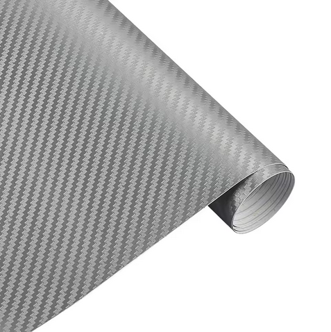 CARBON FIBER DECAL 30x127cm SILVER 3D FIBER VINYL SHEET image 1