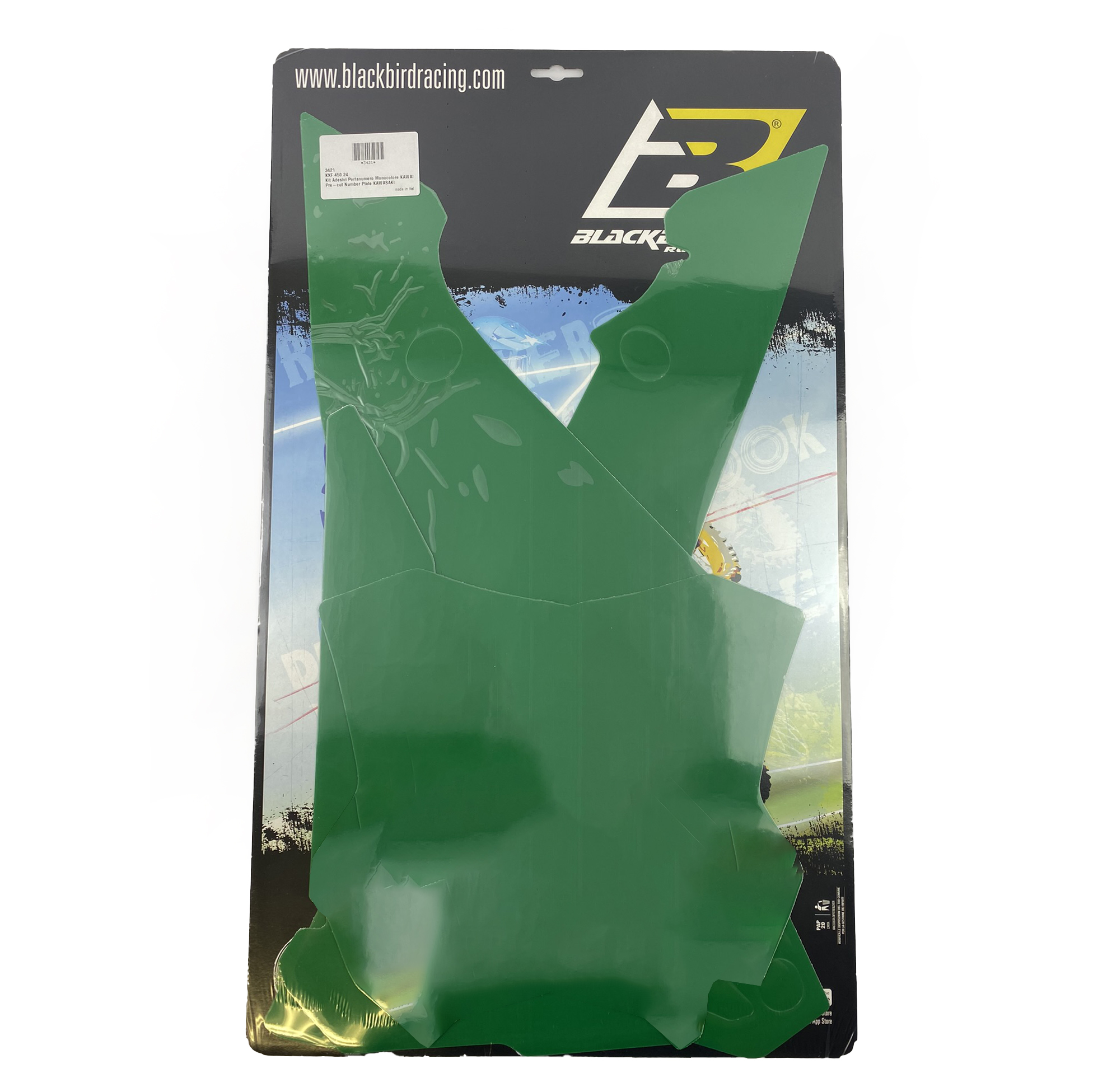 KXF 450 2024 KAWASAKI PRE CUT, BLACKBIRD 3421/30 GREEN NUMBER BOARD BACKGROUNDS thumbnail 2