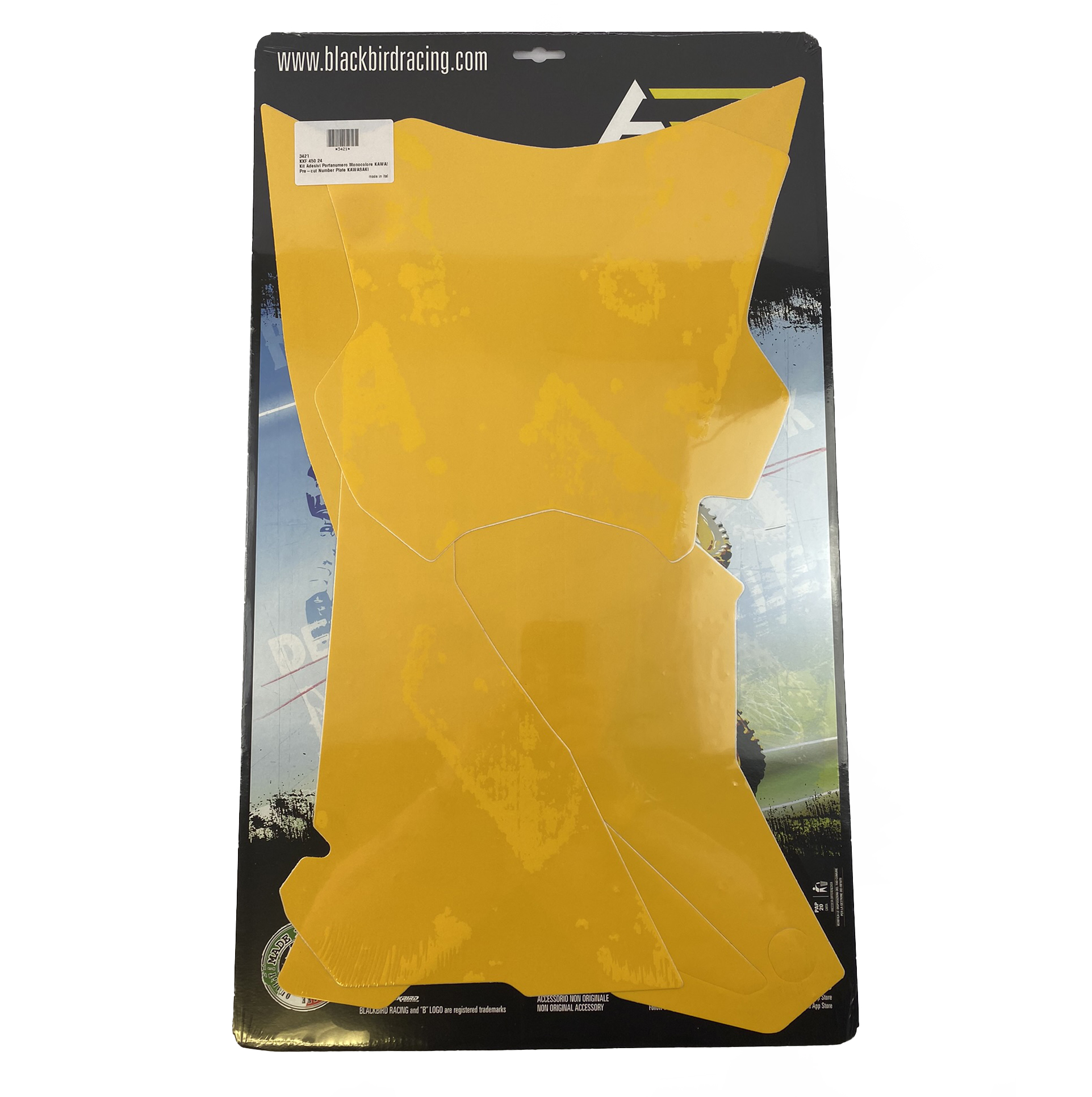 KXF 450 2024 KAWASAKI PRE CUT, BLACKBIRD 3421/40 YELLOW NUMBER BOARD BACKGROUNDS thumbnail 2