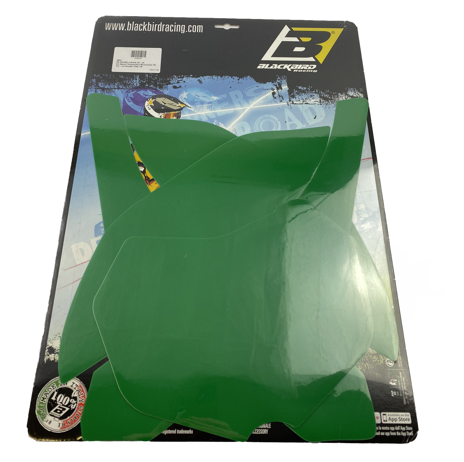 TM 4-STROKE 250-300 ENDURO 2022-25 PRE CUTS, BLACKBIRD 3823/30 GREEN, NUMBER BOARD BACKGROUNDS thumbnail 2