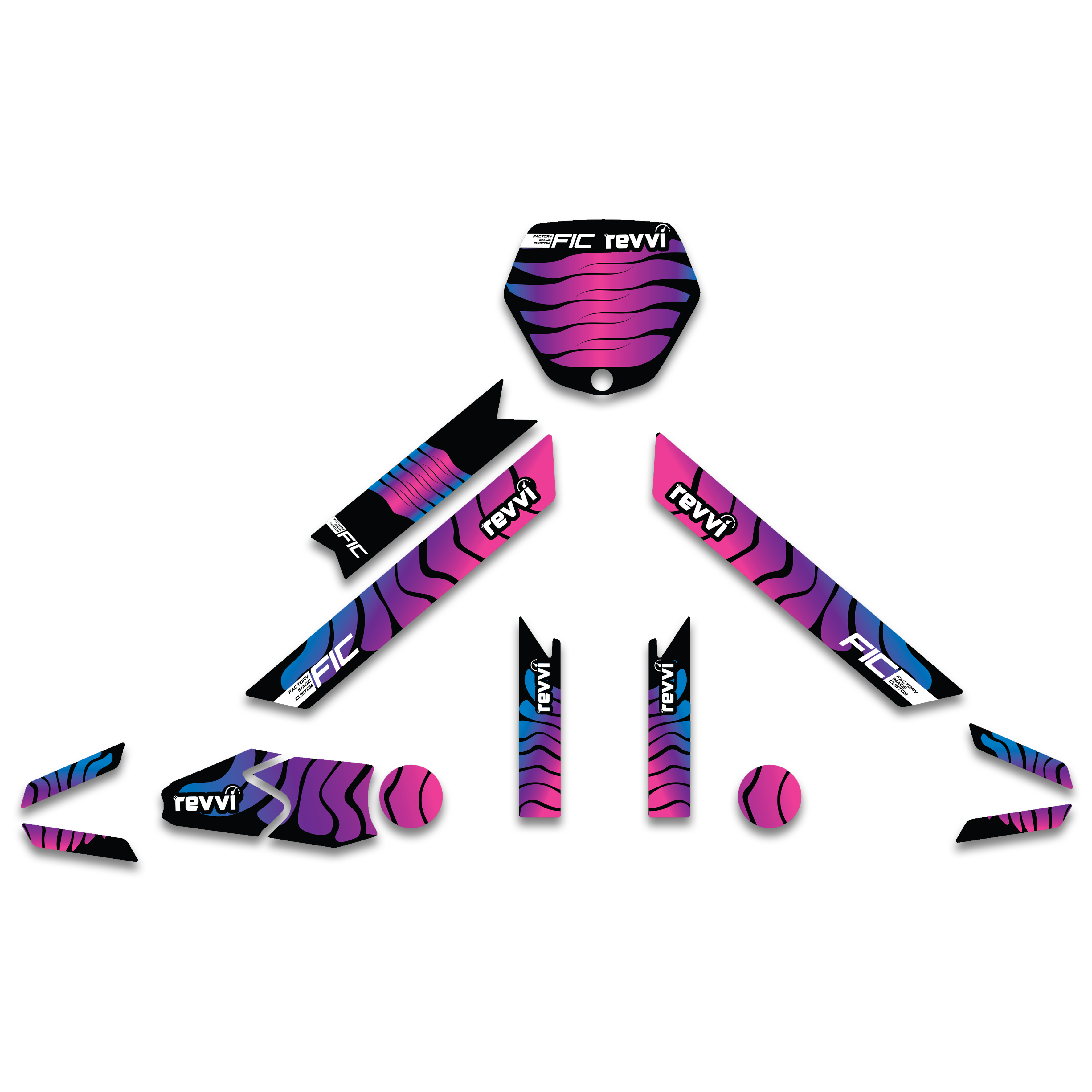 REVVI 16 GRAPHICS KIT PINK PURPLE BLUE DESIGN image 1