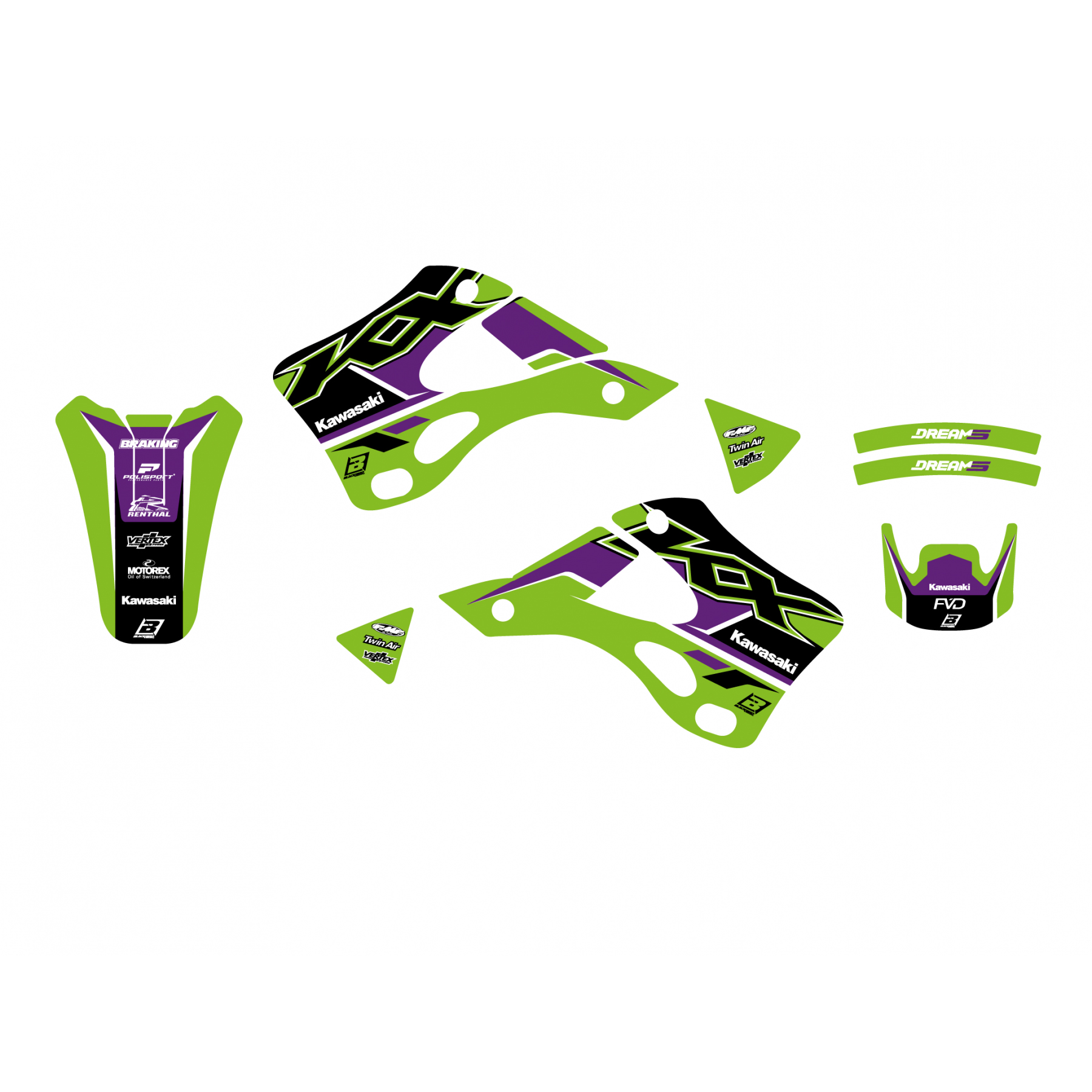 99-02 KX125/250 DREAM 5 GRAPHICS, BLACKBIRD 2409AB image 1