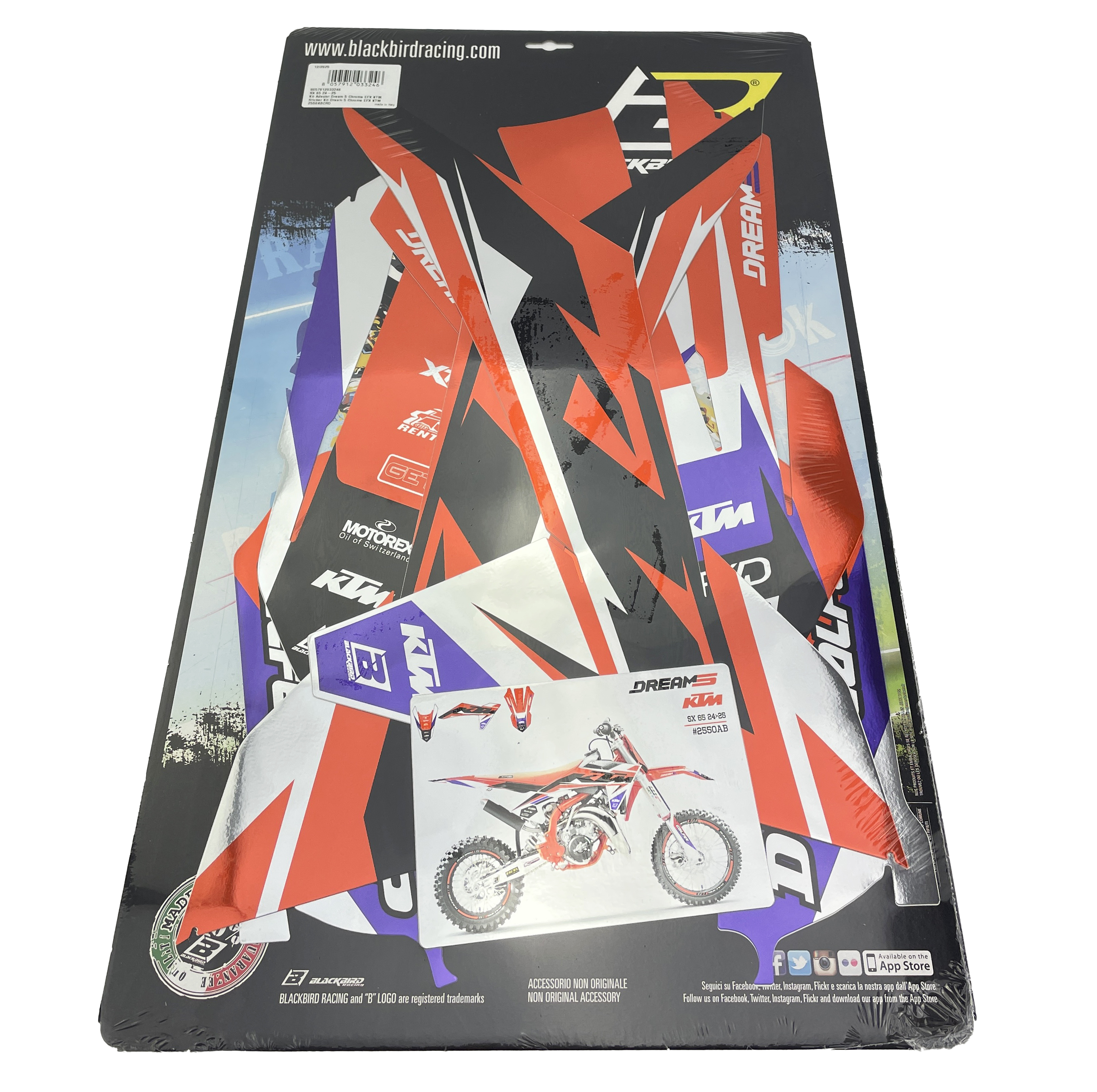 24-25 KTM SX 65 DREAM 5 CHROME DECALS, BLACKBIRD 2550ABCRO image 1