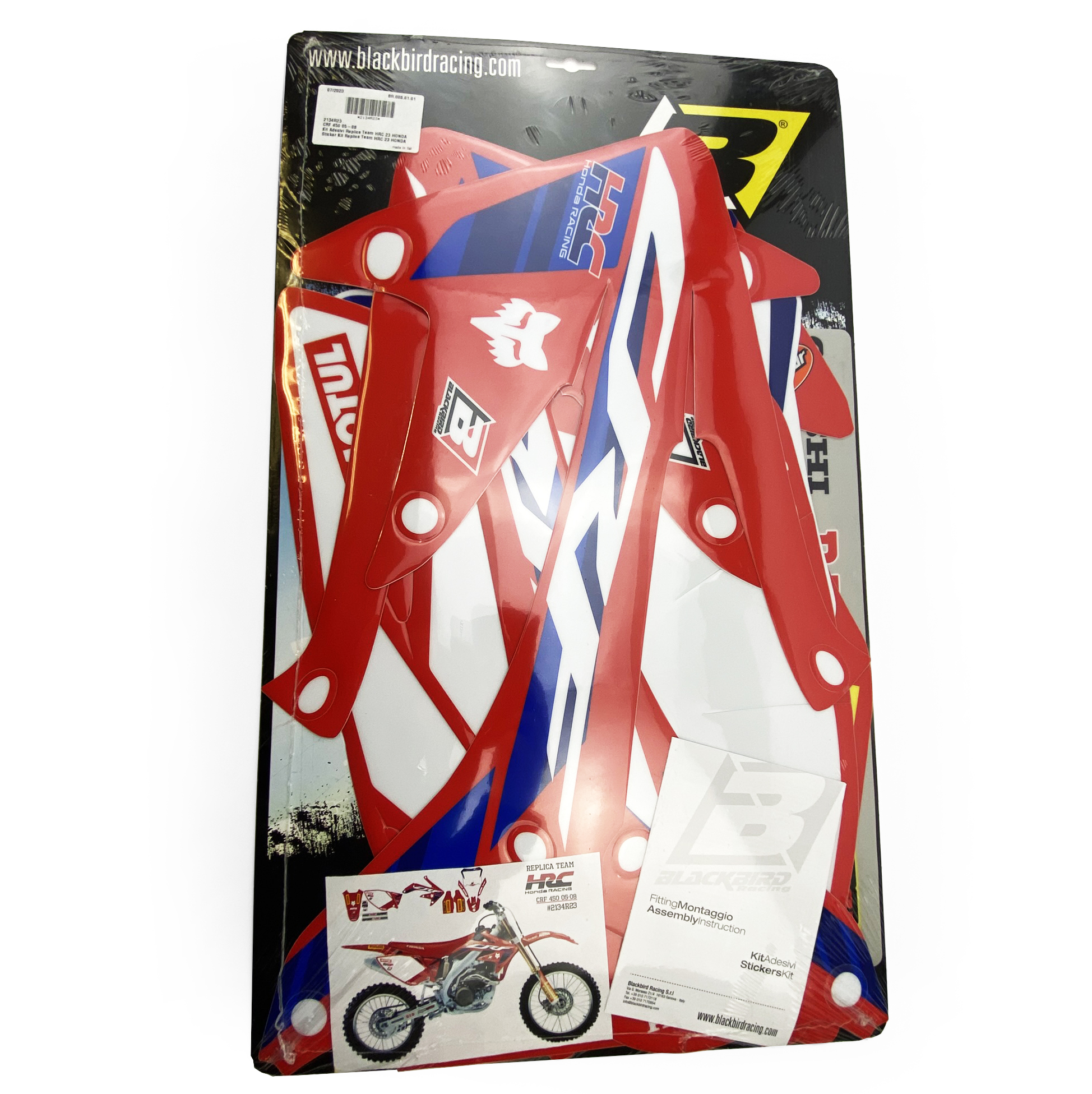 05-08 CRF450 HONDA HRC, BLACKBIRD 2134R23 DECAL KIT thumbnail 2