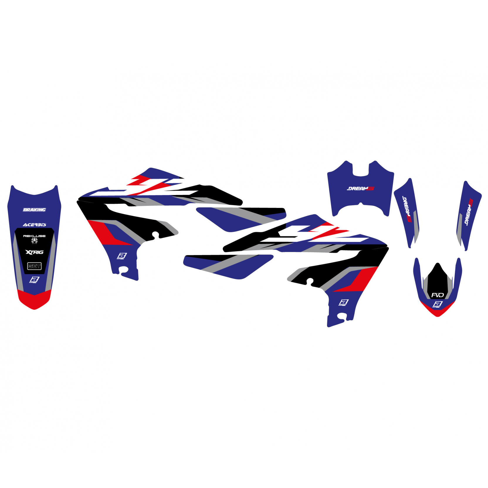 19-22 YZF250/450 DREAM 5 GRAPHICS, BLACKBIRD 2247AB DECAL KIT thumbnail 2