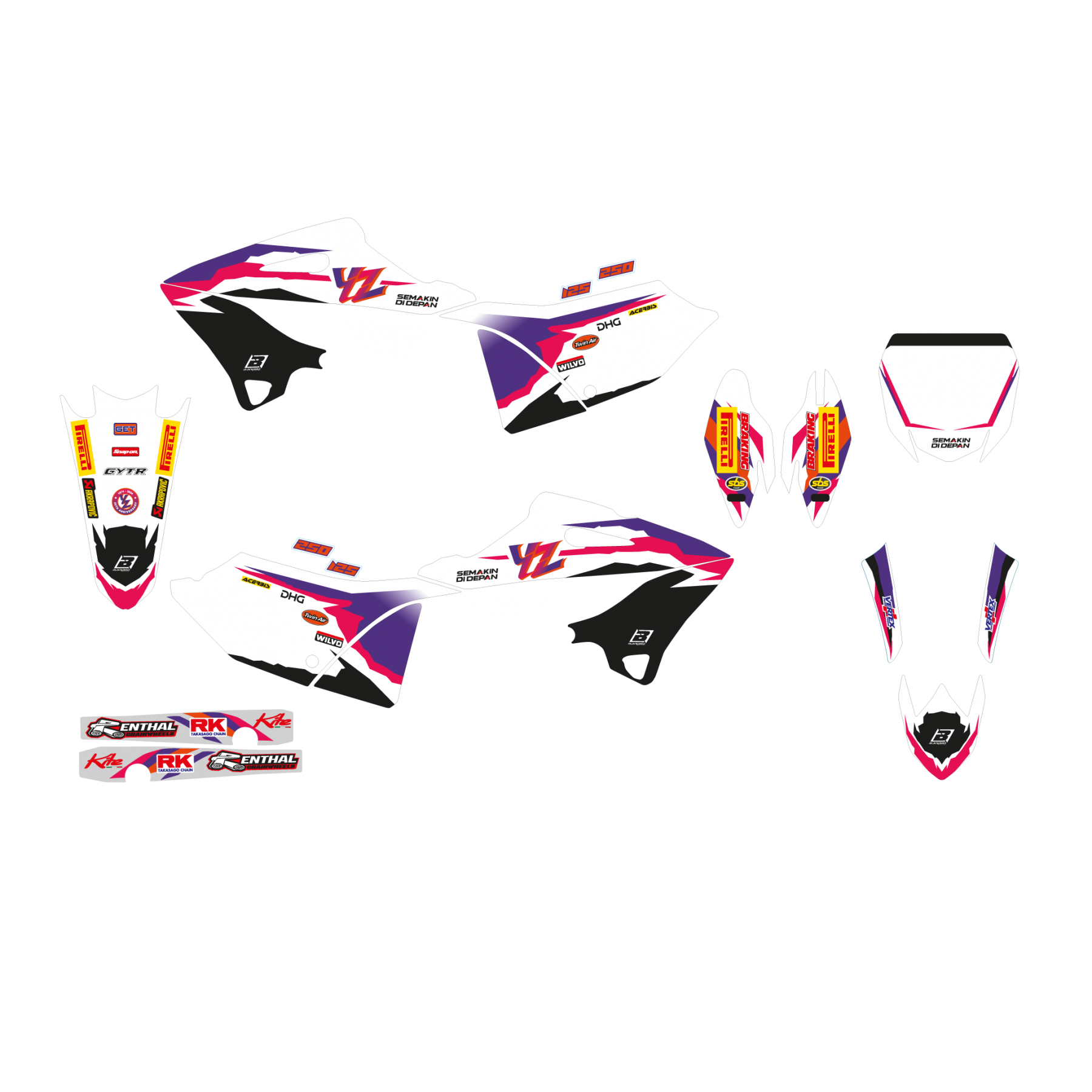 YZ125/250 REPLICA YAMAHA FACTORY, BLACKBIRD 2250R11/01 2022-25 GRAPHIC KIT thumbnail 2