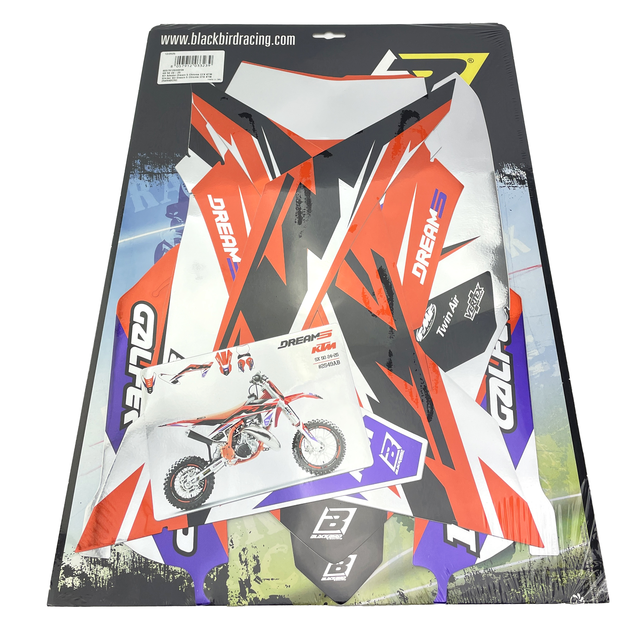 24-25 KTM SX 50 DREAM 5 CHROME DECALS, BLACKBIRD 2549ABCRO image 1