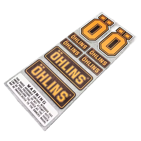 OHLINS SUSPENSION SHOCKER DAMPER STICKERS DECALS ORANGE ON BLACK image 1