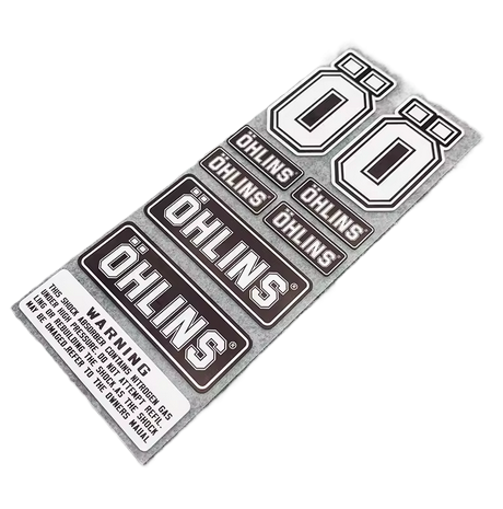 OHLINS SUSPENSION SHOCKER DAMPER STICKERS DECALS WHITE ON BLACK image 1