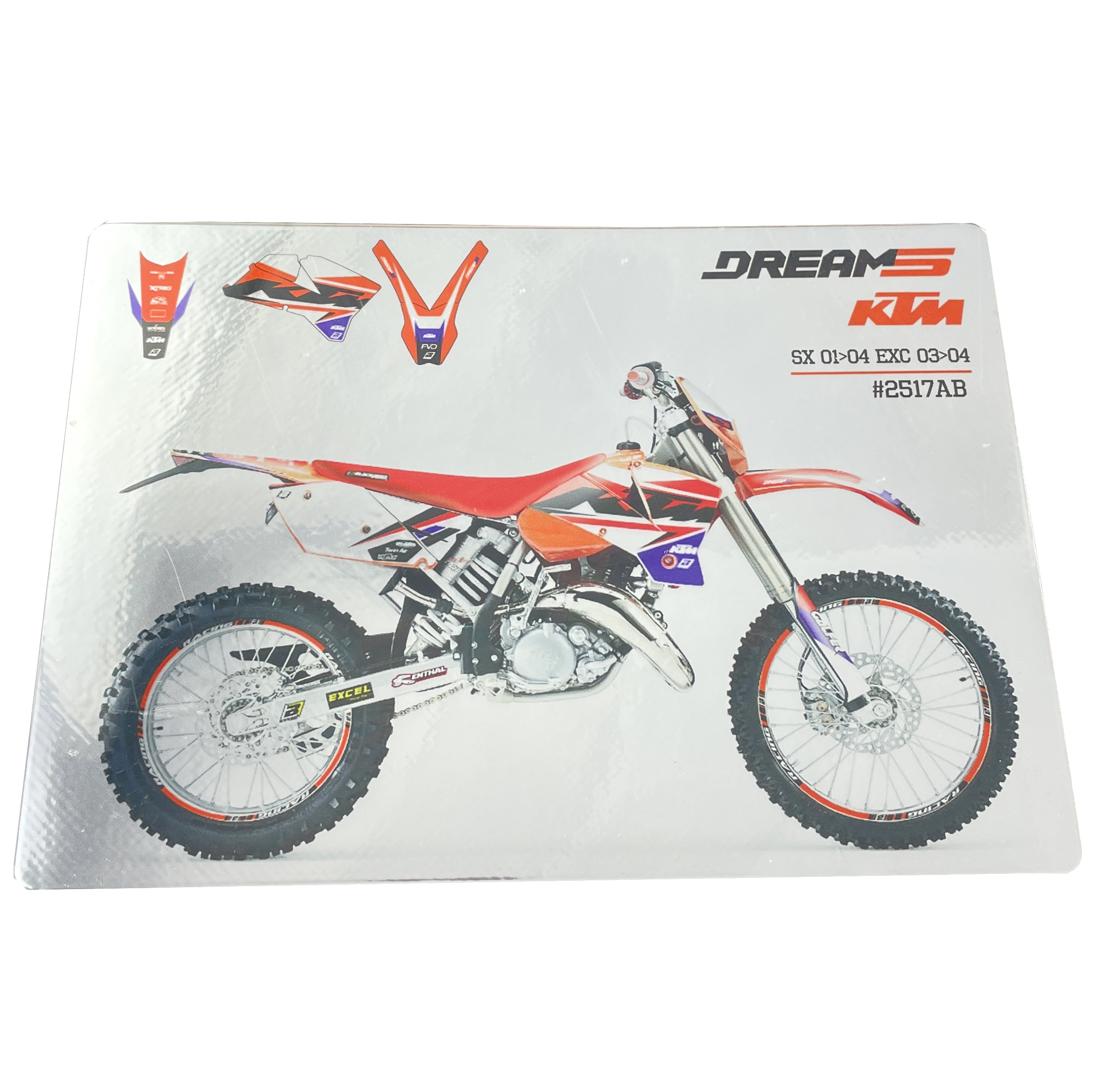 01-04 SX 03-04 EXC KTM DREAM 5 CHROME DECALS, BLACKBIRD 2517ABCRO thumbnail 2
