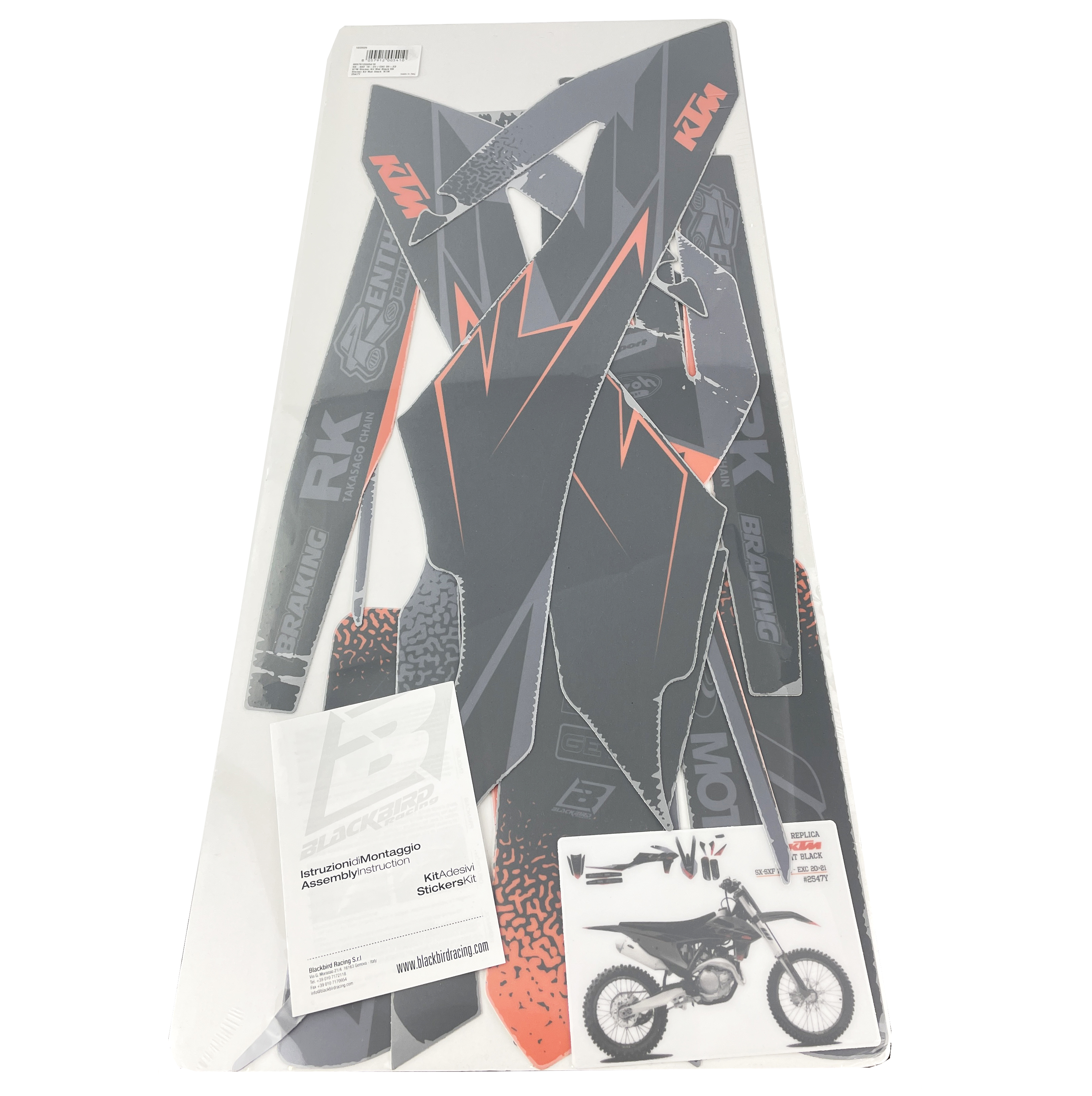 19-22 SX/SXF 20-23 EXC, KTM MATT BLACK DECALS, BLACKBIRD 2547Y thumbnail 2