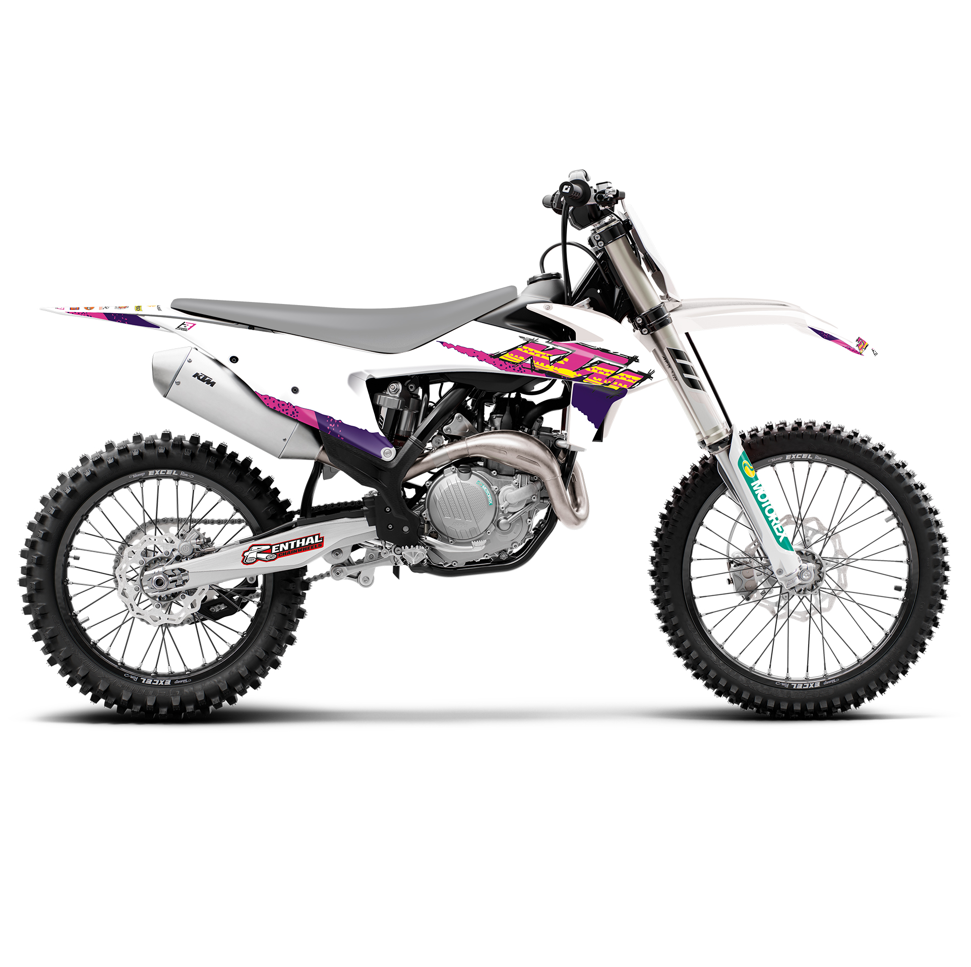 19-22 SX/SXF 20-23 EXC, KTM RETRO PURPLE AND PINK BLACKBIRD DECAL KIT, 2547AA image 1