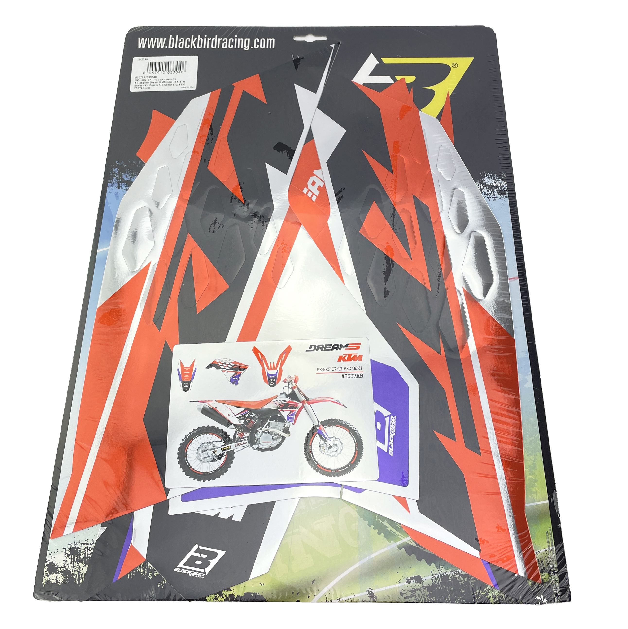 07-10 SX/SXF 08-11 EXC KTM DREAM 5 CHROME EFX GRAPHICS, BLACKBIRD 2527ABCRO image 1