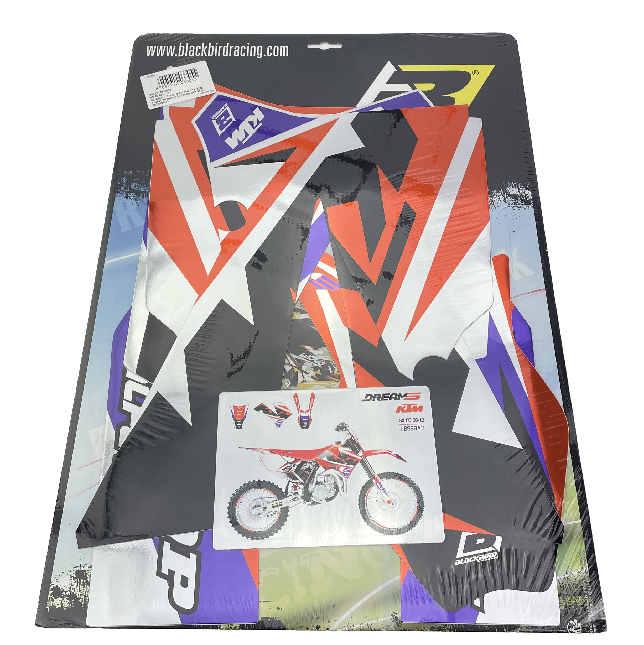 06-12 SX85 KTM DREAM 5 CHROME EFX GRAPHICS, BLACKBIRD DECAL 2529ABCRO image 1