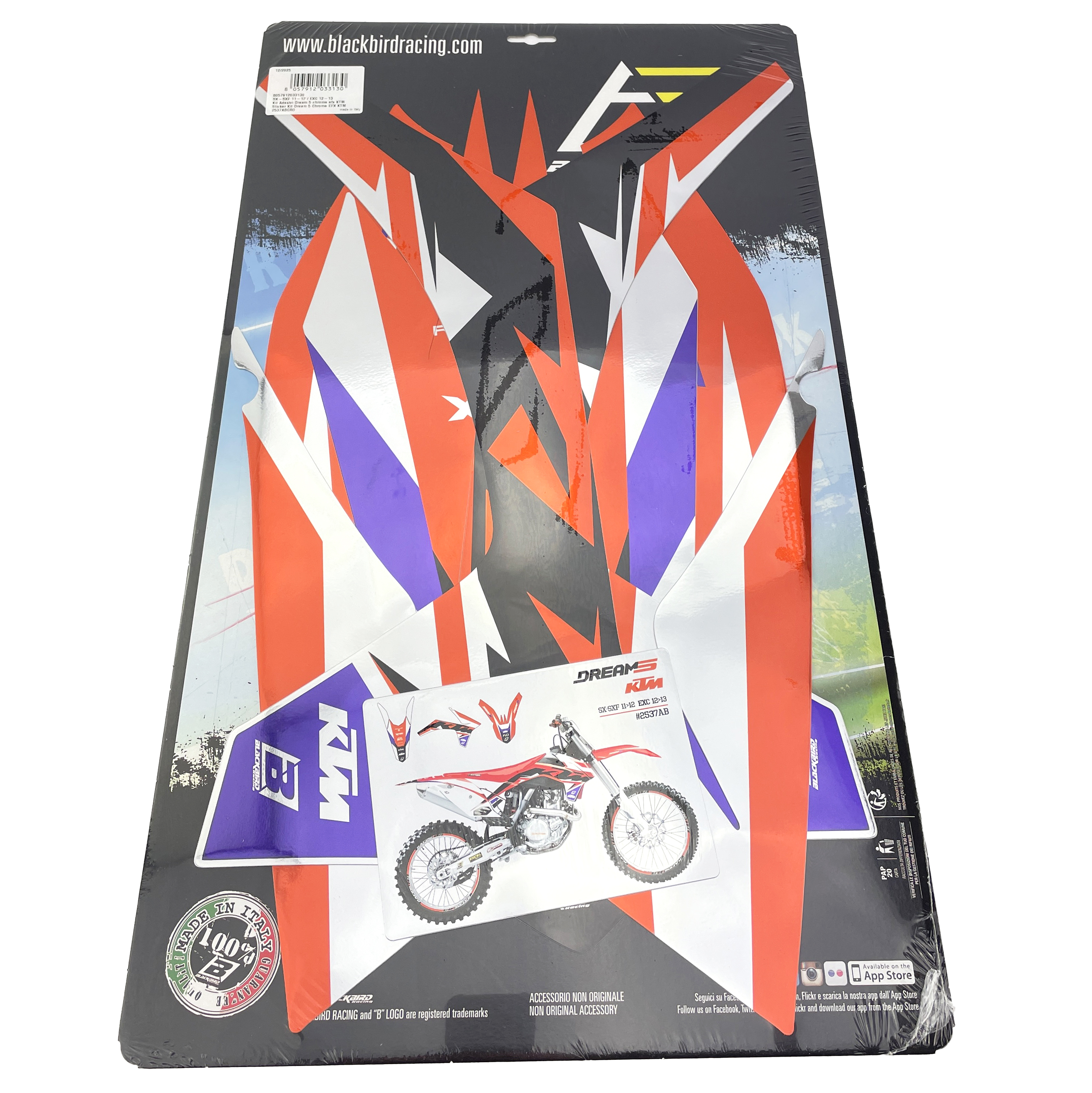 11-12 SX/SXF 12-13 EXC KTM DREAM 5 CHROME DECALS, BLACKBIRD 2537ABCRO image 1